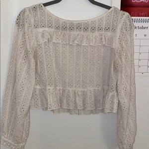 Zara See Through Floral Ruffle Crop Top